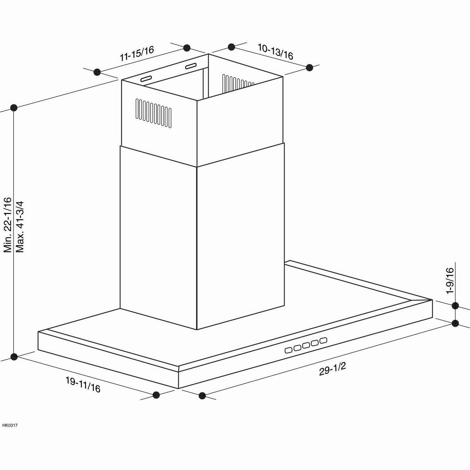 Broan BWT2304SS Broan 30-Inch Convertible Wall-Mount T-Style Chimney Range Hood, 450 Max Cfm, Stainless Steel