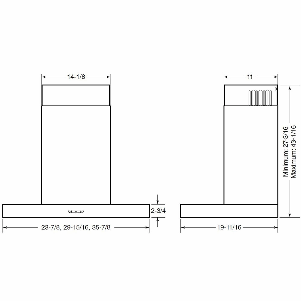Broan EW4336SS Broan 36-Inch Convertible T-Style Wall Mount Chimney Range Hood, 400 Cfm, Stainless Steel