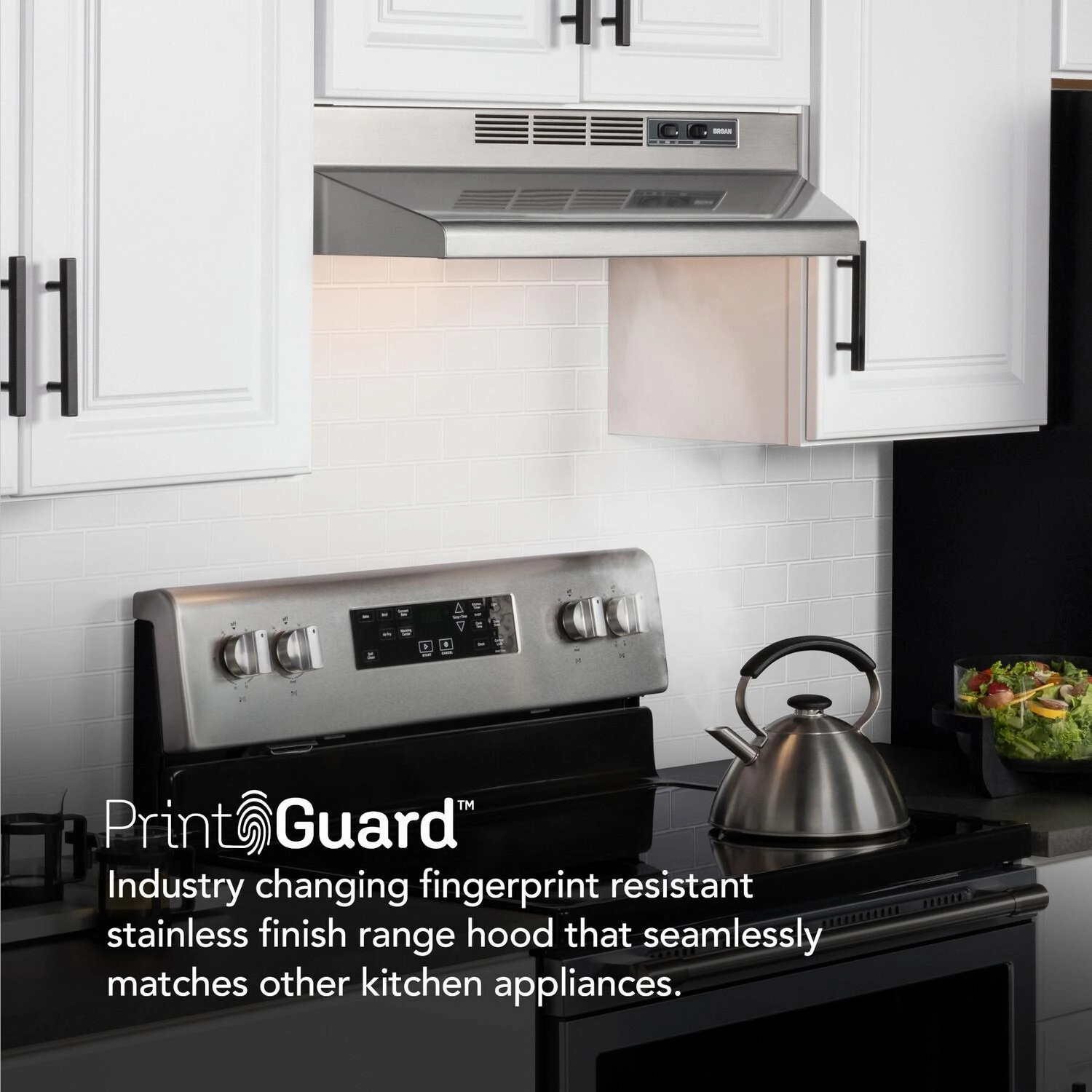 Broan F4030SF Broan 30-Inch Convertible Under-Cabinet Range Hood, Stainless Finish With Printguard&#8482;, 230 Max Blower Cfm