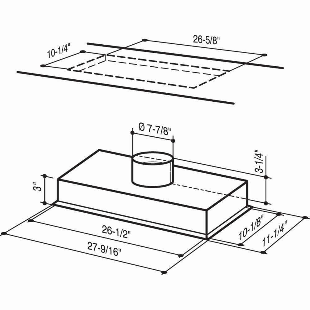 Broan RMPE7004 Broan 28-Inch Power Pack Insert For External Blower Range Hood Shell W/ Light, Stainless Steel