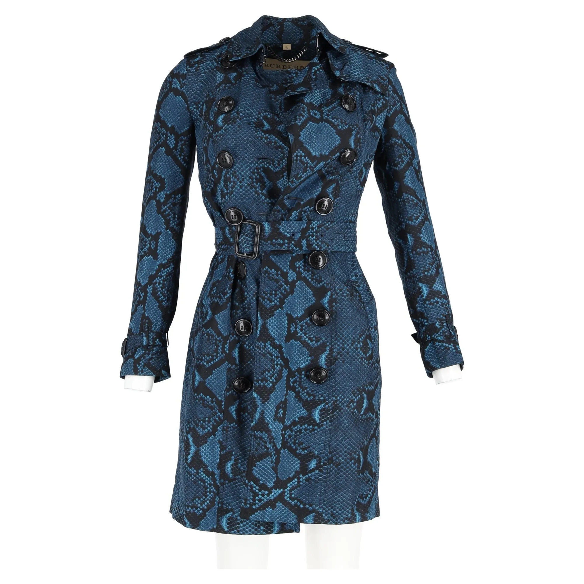 Burberry The Sandringham Python Print Trench Coat in Animal Print Silk