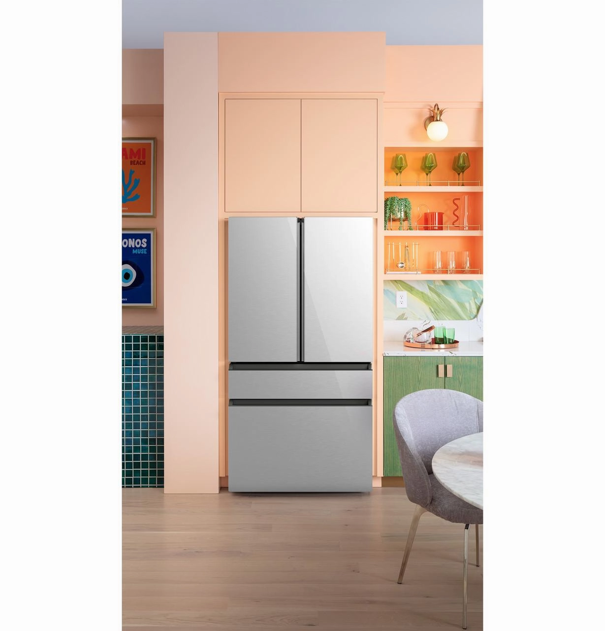 Cafe CGE29DM5TS5 Caf&#8482; Energy Star? 28.7 Cu. Ft. Smart 4-Door French-Door Refrigerator In Platinum Glass With Dual-Dispense Autofill Pitcher
