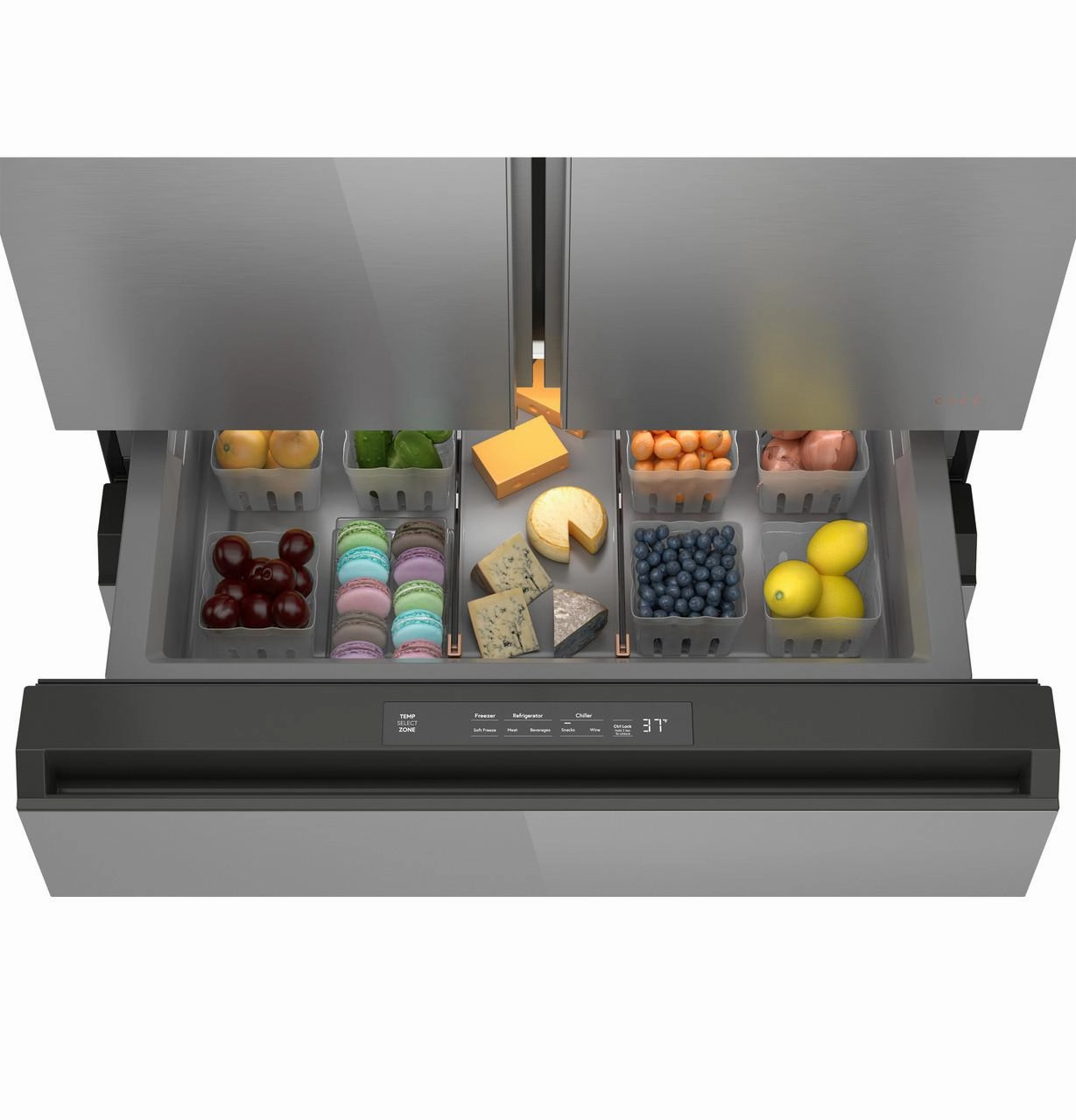 Cafe CGE29DM5TS5 Caf&#8482; Energy Star? 28.7 Cu. Ft. Smart 4-Door French-Door Refrigerator In Platinum Glass With Dual-Dispense Autofill Pitcher