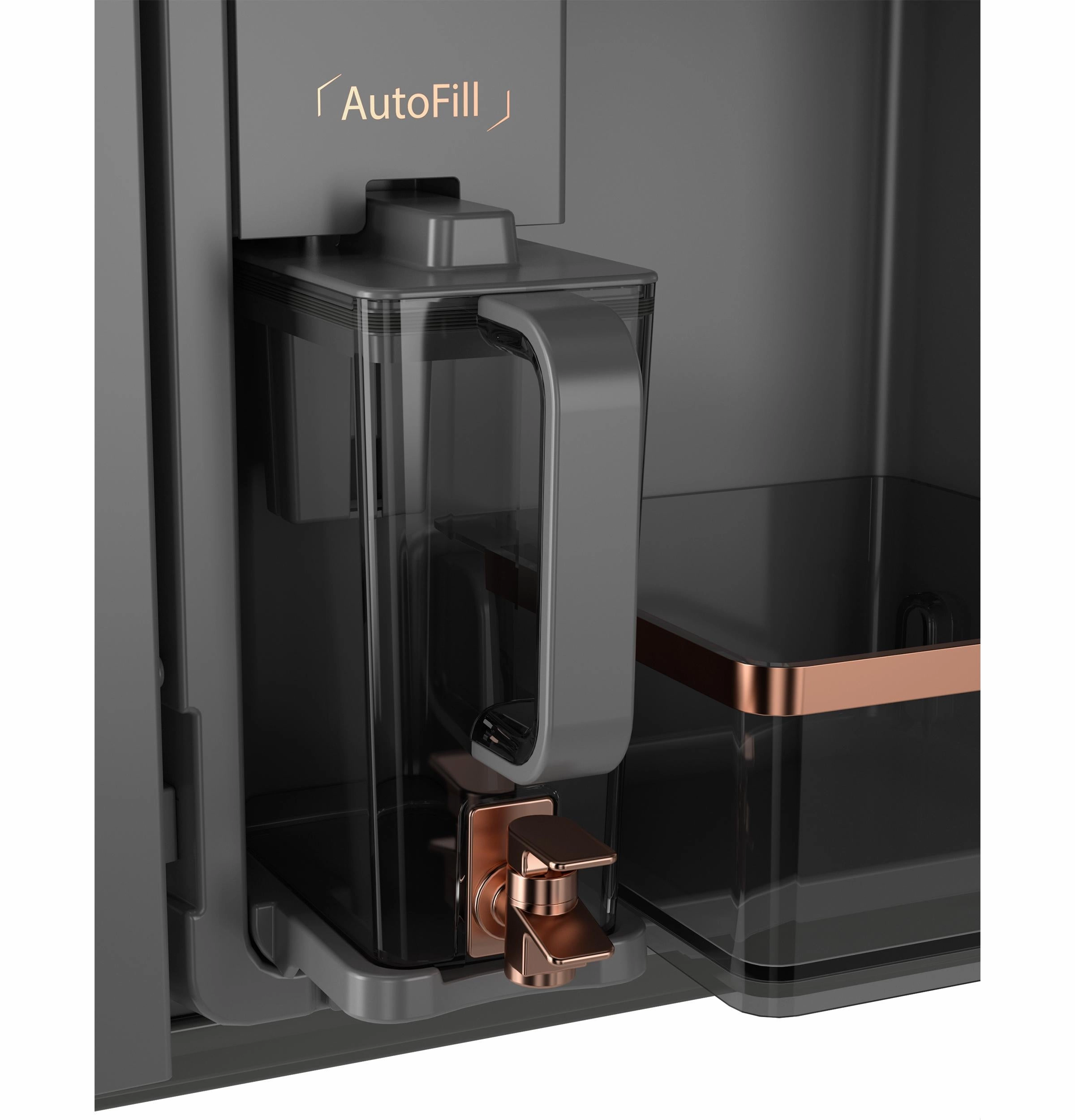 Cafe CHE23DM5WS5 Caf&#8482; Energy Star? 22.9 Cu. Ft. Smart Counter-Depth Quad-Door Refrigerator In Platinum Glass With Dual-Dispense Autofill Pitcher
