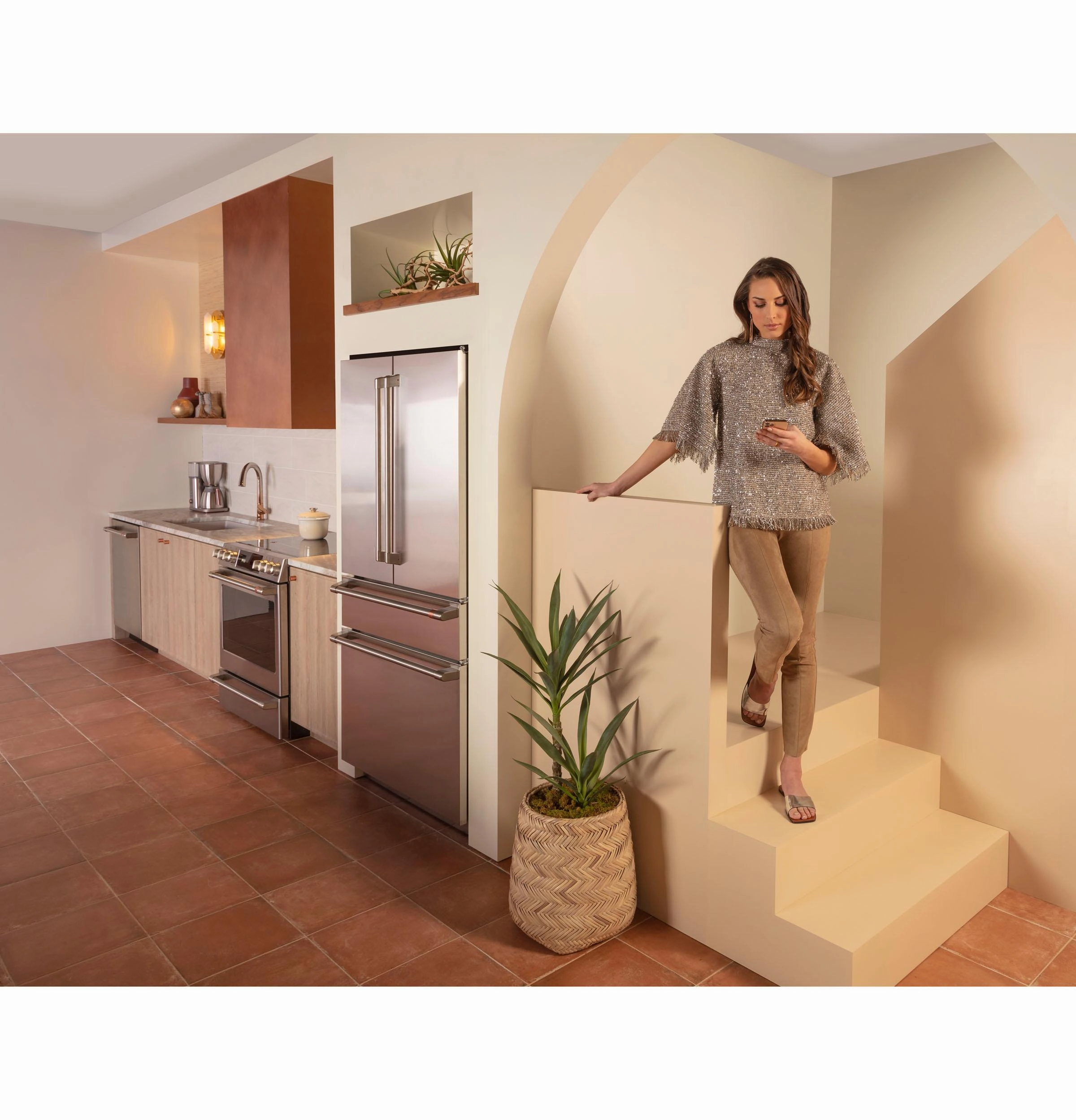 Cafe CJE23DP2WS1 Caf&#8482; Energy Star? 23.2 Cu. Ft. Smart Counter-Depth 4-Door French-Door Refrigerator With Dual-Dispense Autofill Pitcher