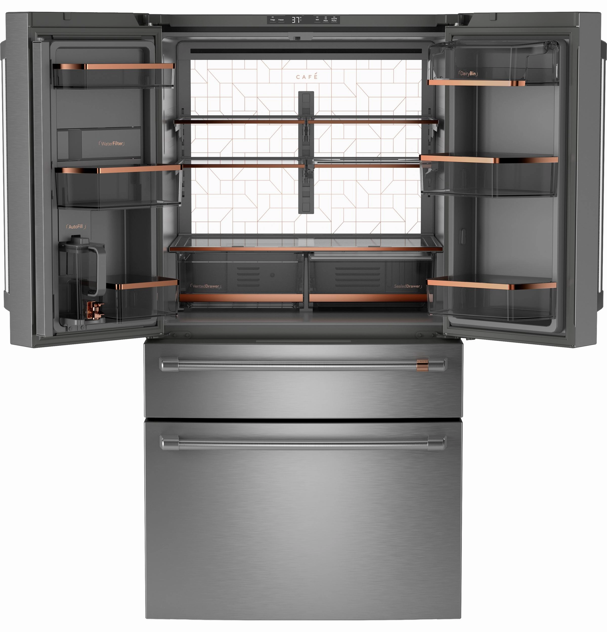 Cafe CJE23DP2WS1 Caf&#8482; Energy Star? 23.2 Cu. Ft. Smart Counter-Depth 4-Door French-Door Refrigerator With Dual-Dispense Autofill Pitcher