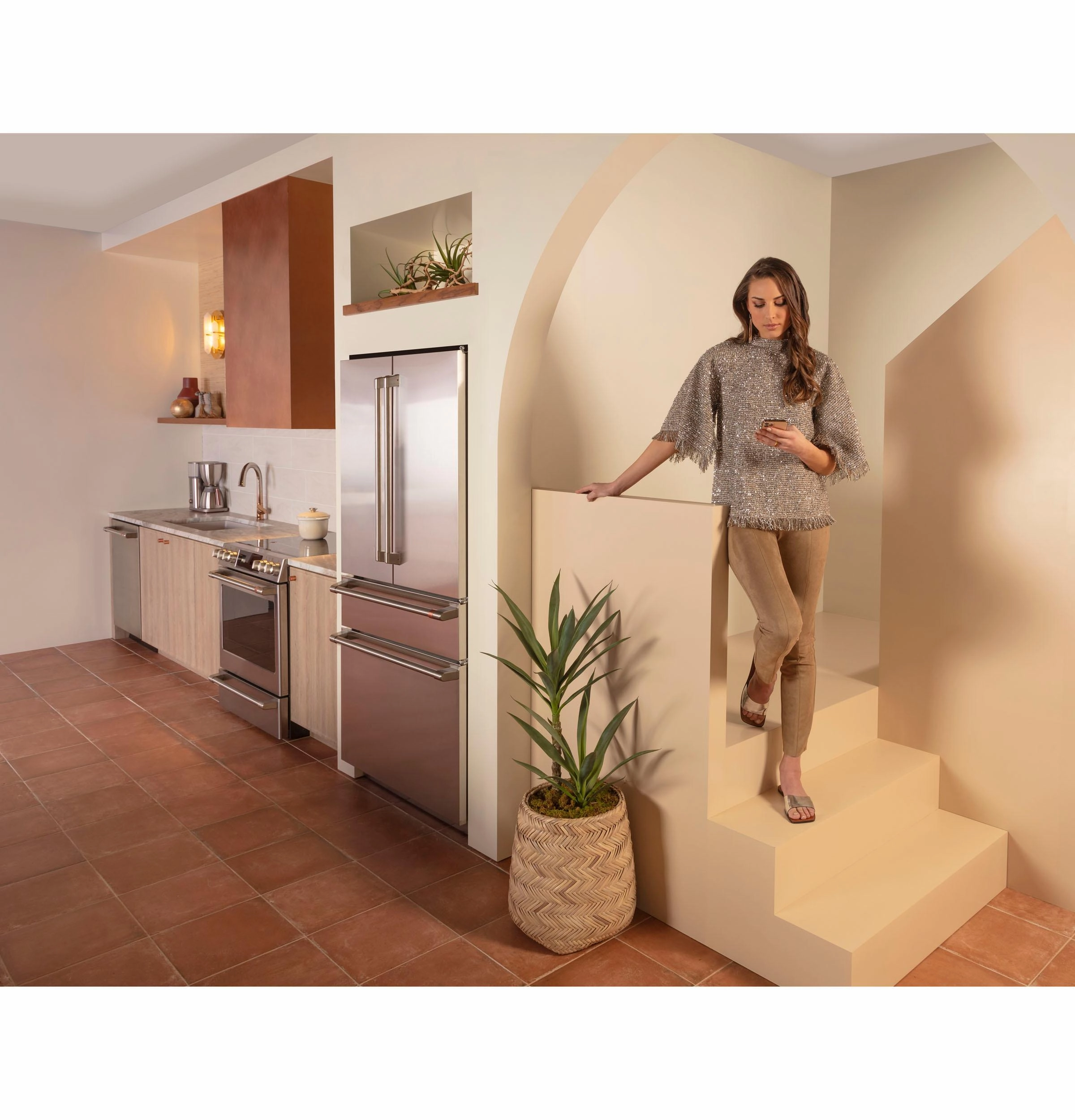 Cafe CJE23DP4WW2 Caf&#8482; Energy Star? 23.2 Cu. Ft. Smart Counter-Depth 4-Door French-Door Refrigerator With Dual-Dispense Autofill Pitcher