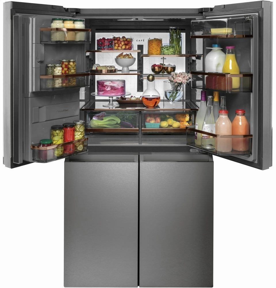 Cafe CQE28DM5NS5 Caf Energy Star? 27.4 Cu. Ft. Smart Quad-Door Refrigerator In Platinum Glass
