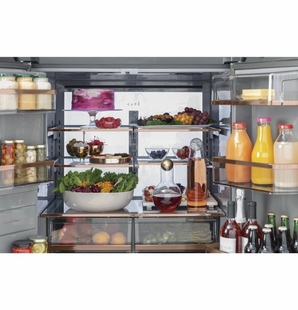 Cafe CQE28DM5NS5 Caf Energy Star? 27.4 Cu. Ft. Smart Quad-Door Refrigerator In Platinum Glass