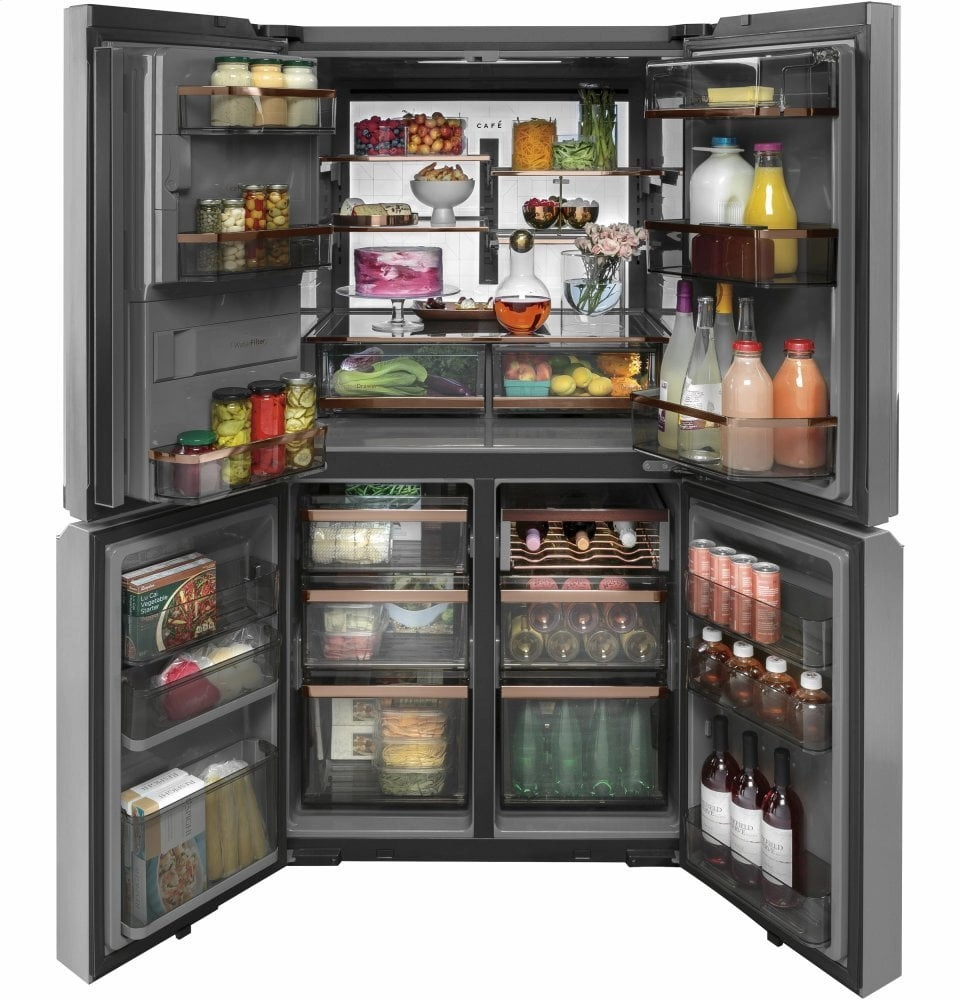 Cafe CQE28DM5NS5 Caf Energy Star? 27.4 Cu. Ft. Smart Quad-Door Refrigerator In Platinum Glass