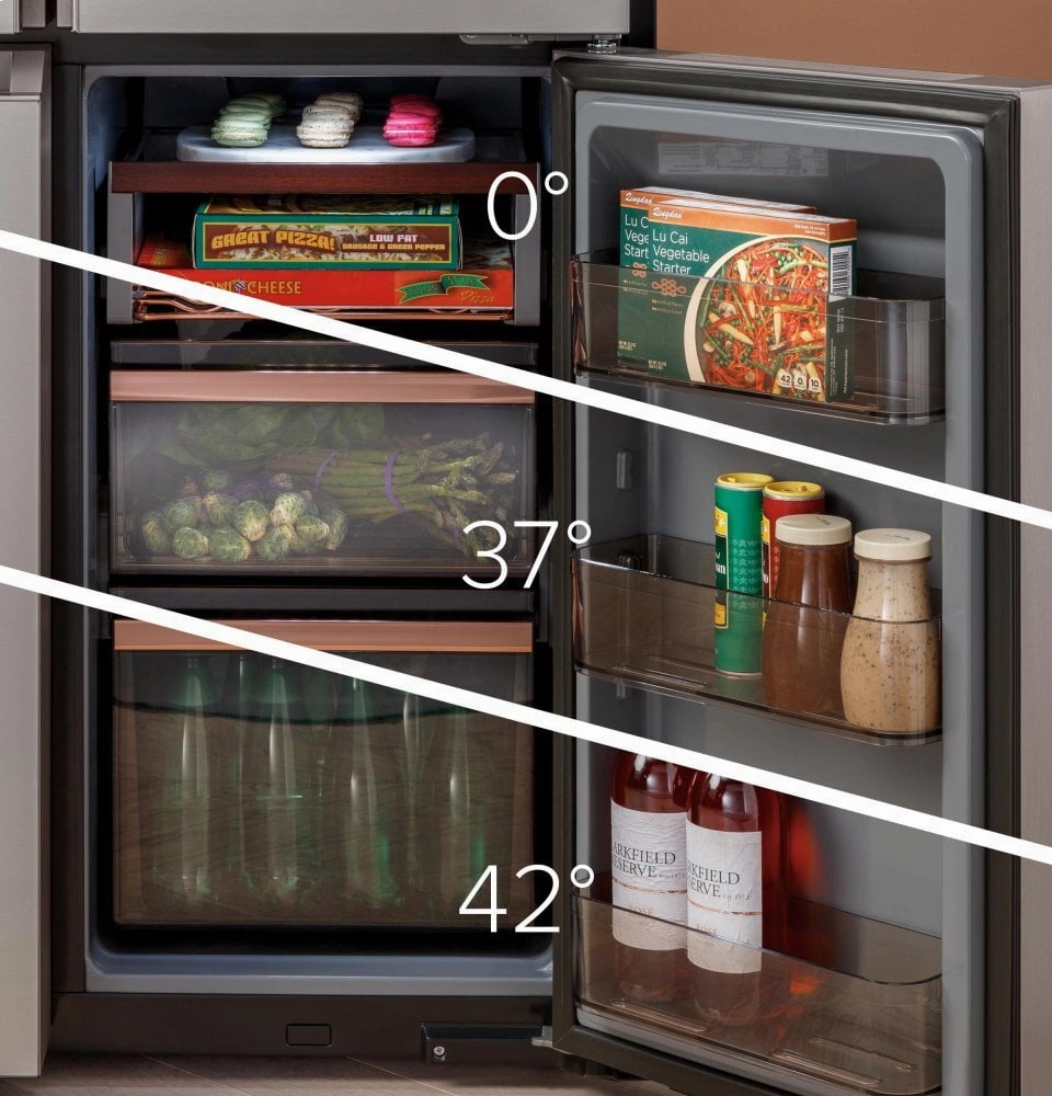 Cafe CQE28DM5NS5 Caf Energy Star? 27.4 Cu. Ft. Smart Quad-Door Refrigerator In Platinum Glass