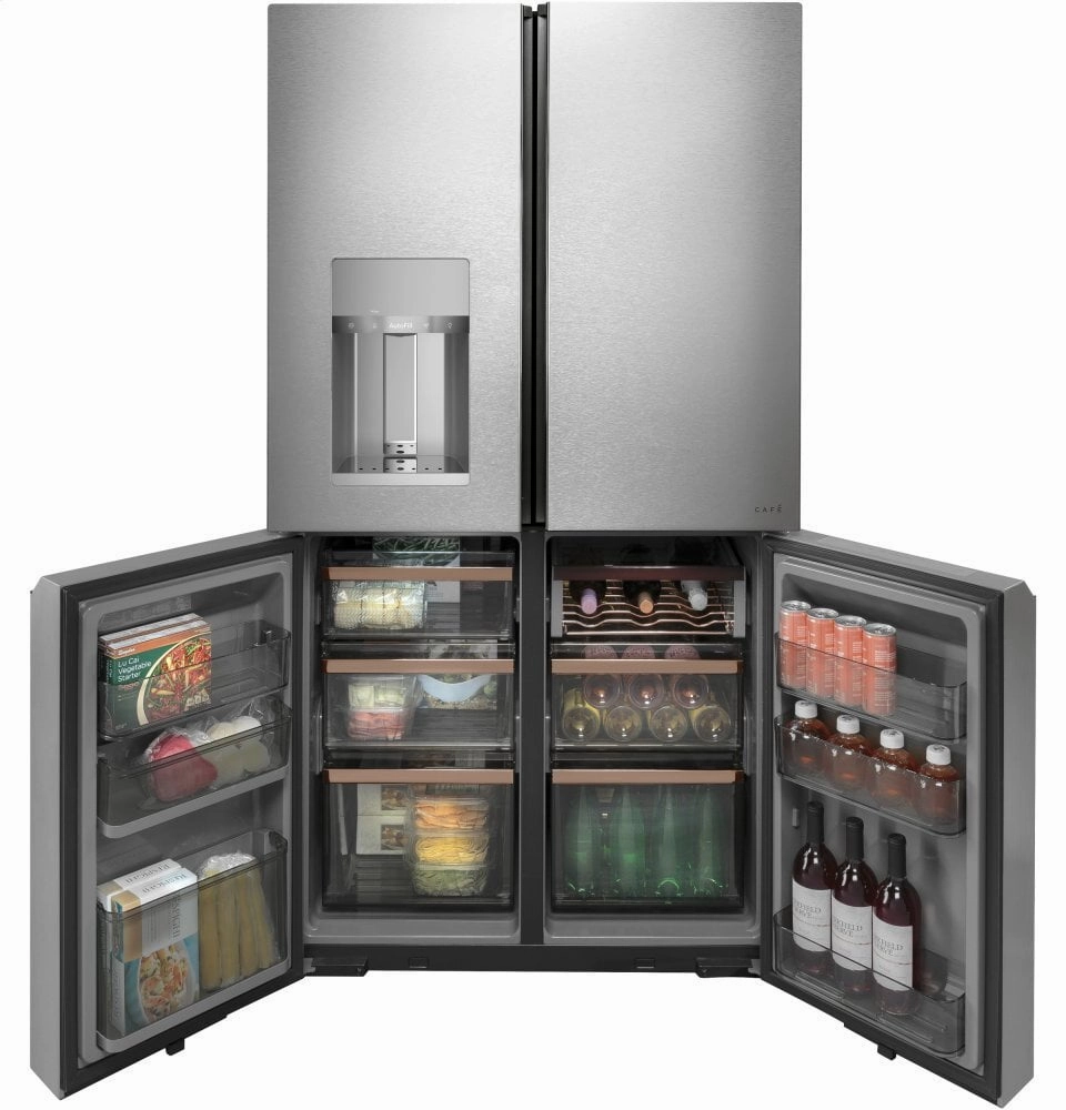 Cafe CQE28DM5NS5 Caf Energy Star? 27.4 Cu. Ft. Smart Quad-Door Refrigerator In Platinum Glass