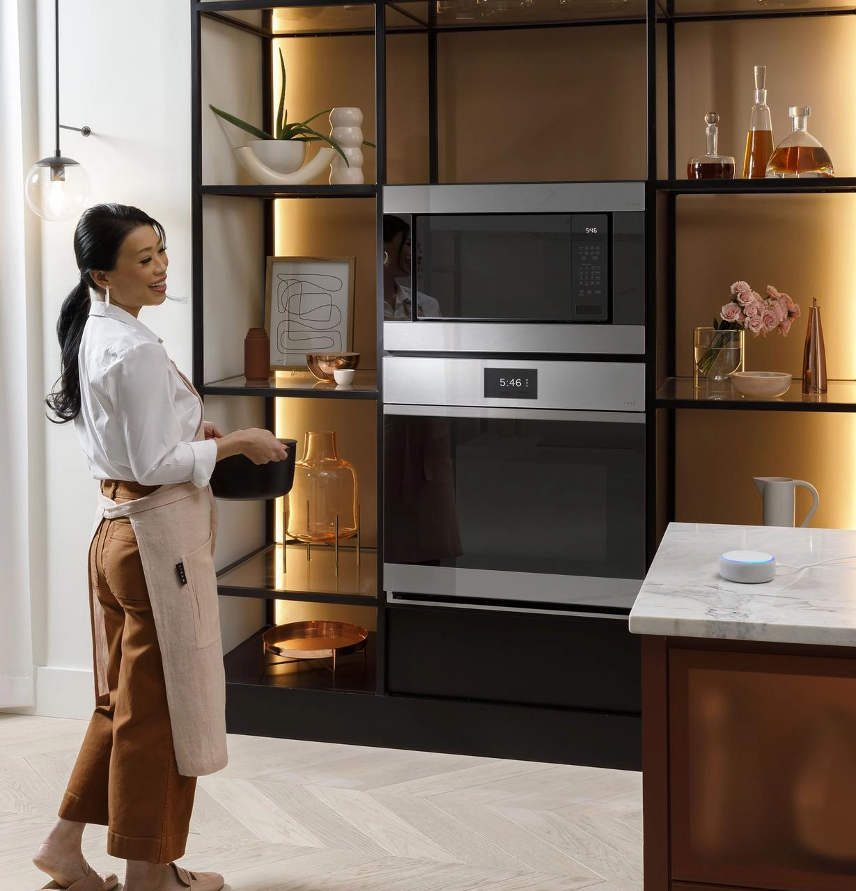Cafe CTD90DM2NS5 Caf&#8482; Minimal Series 30" Smart Built-In Convection Double Wall Oven In Platinum Glass