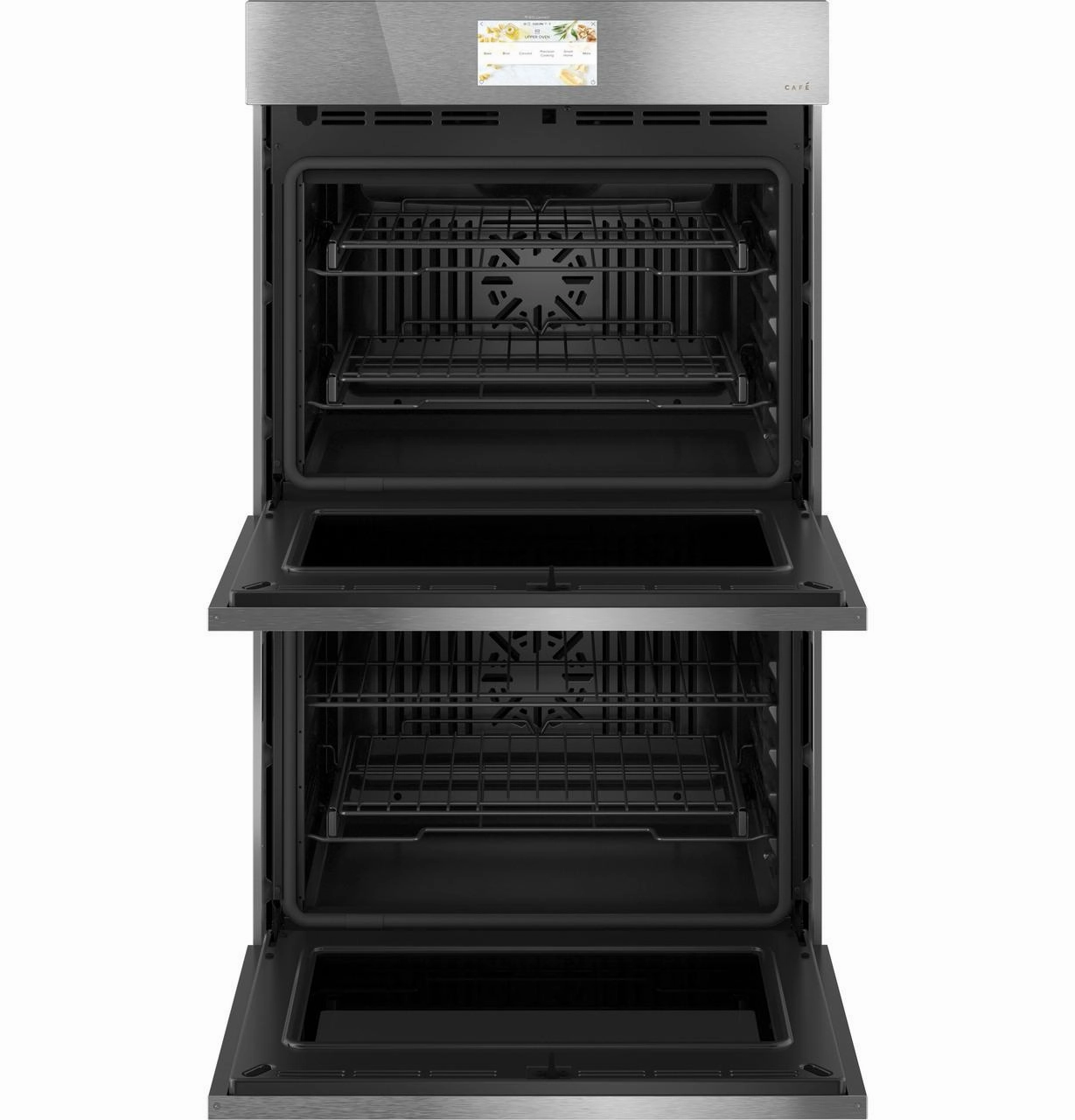 Cafe CTD90DM2NS5 Caf&#8482; Minimal Series 30" Smart Built-In Convection Double Wall Oven In Platinum Glass