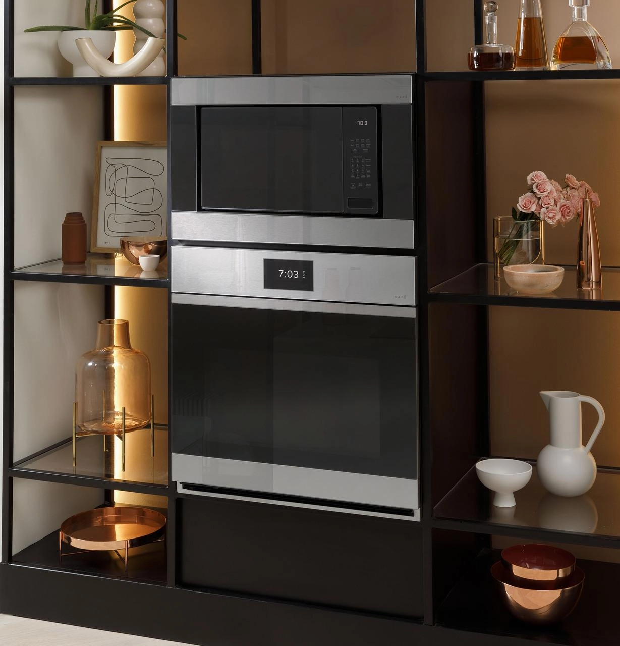 Cafe CTD90DM2NS5 Caf&#8482; Minimal Series 30" Smart Built-In Convection Double Wall Oven In Platinum Glass