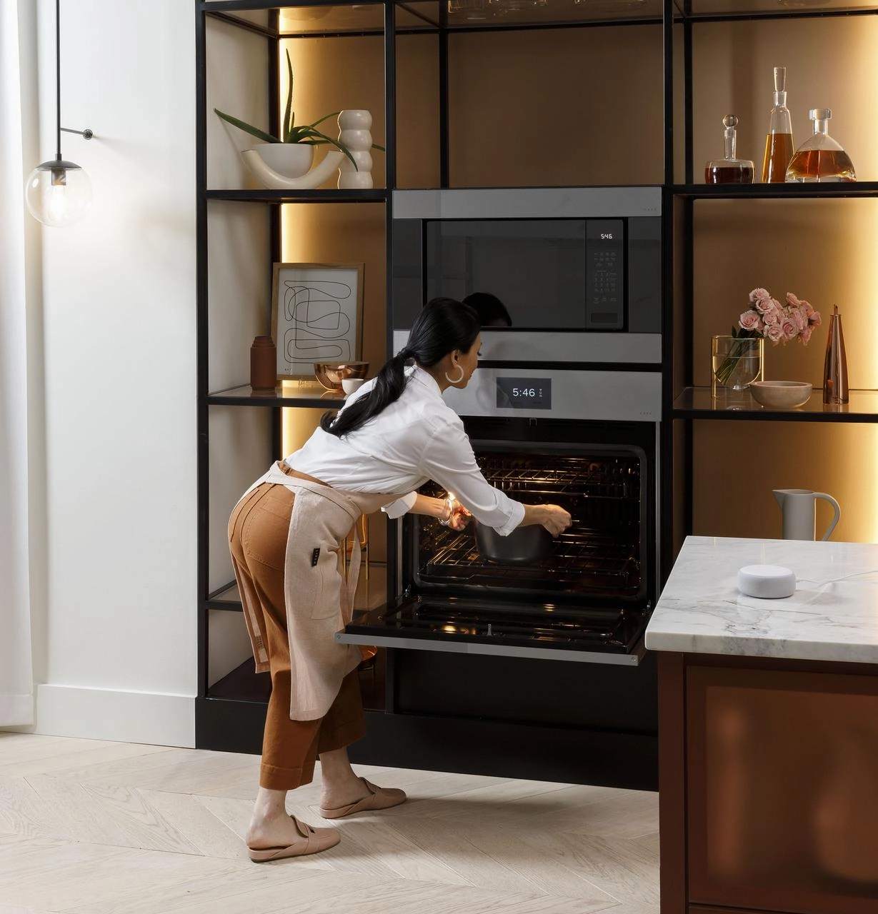 Cafe CTD90DM2NS5 Caf&#8482; Minimal Series 30" Smart Built-In Convection Double Wall Oven In Platinum Glass
