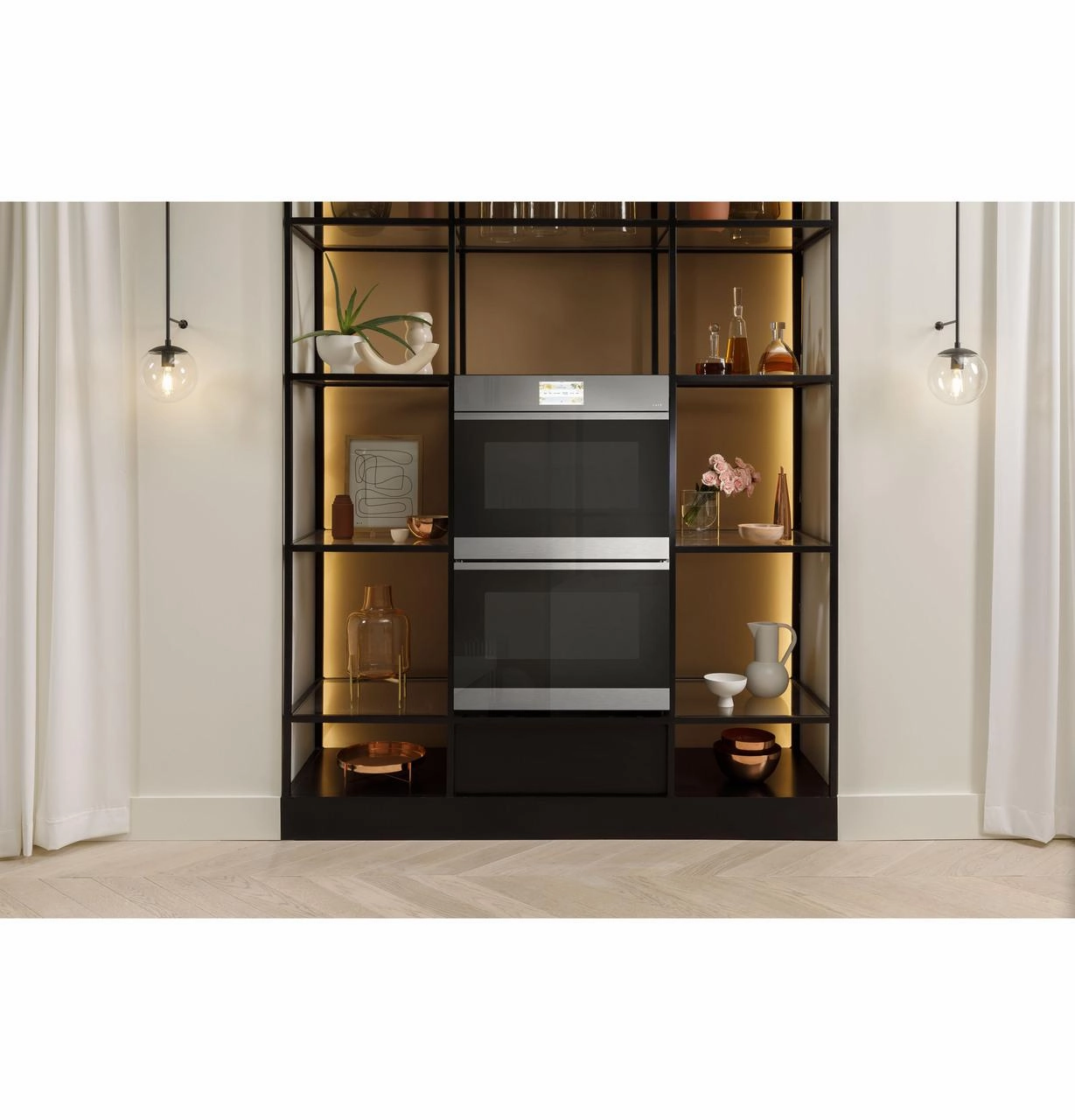 Cafe CTD90DM2NS5 Caf&#8482; Minimal Series 30" Smart Built-In Convection Double Wall Oven In Platinum Glass