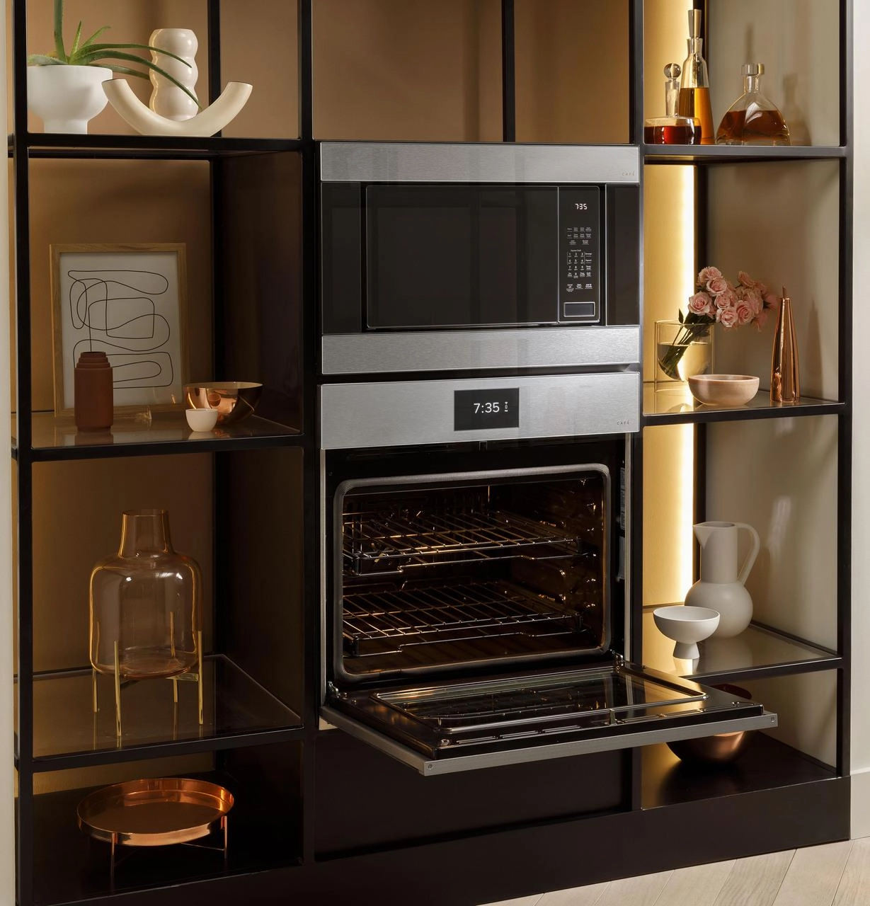 Cafe CTD90DM2NS5 Caf&#8482; Minimal Series 30" Smart Built-In Convection Double Wall Oven In Platinum Glass