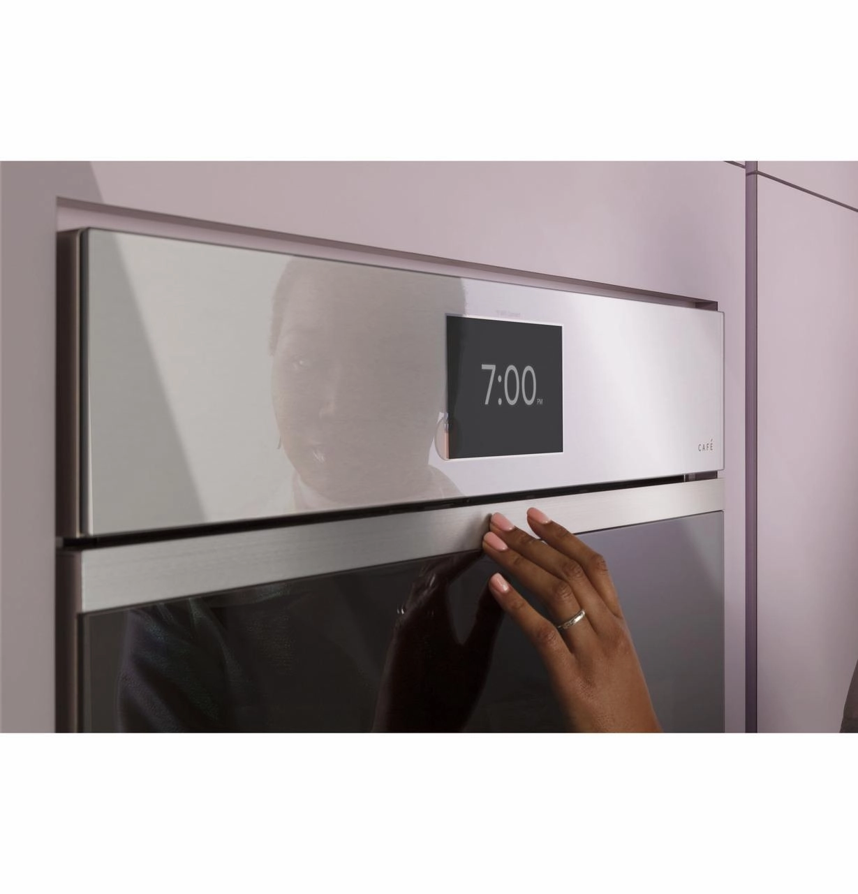 Cafe CTD90DM2NS5 Caf&#8482; Minimal Series 30" Smart Built-In Convection Double Wall Oven In Platinum Glass