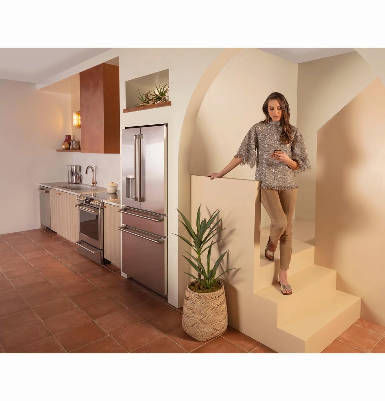 Cafe CXE22DP2PS1 Caf&#8482; Energy Star? 22.3 Cu. Ft. Smart Counter-Depth 4-Door French-Door Refrigerator