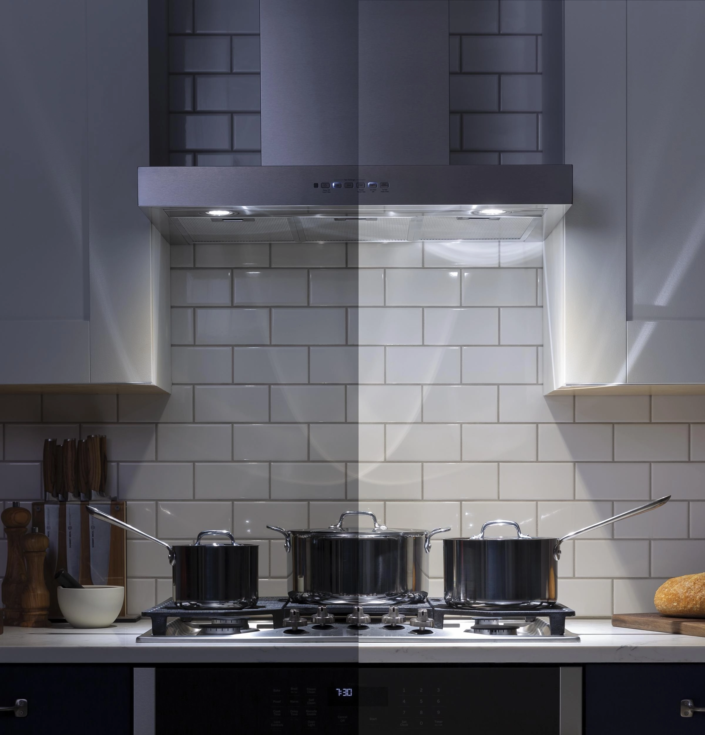 Cafe UVW8301SLSS 30" Designer Wall Mount Hood W/ Dimmable Led Lighting