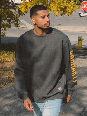 CARHARTT MIDWEIGHT CREWNECK LOGO SLEEVE  - CLEARANCE