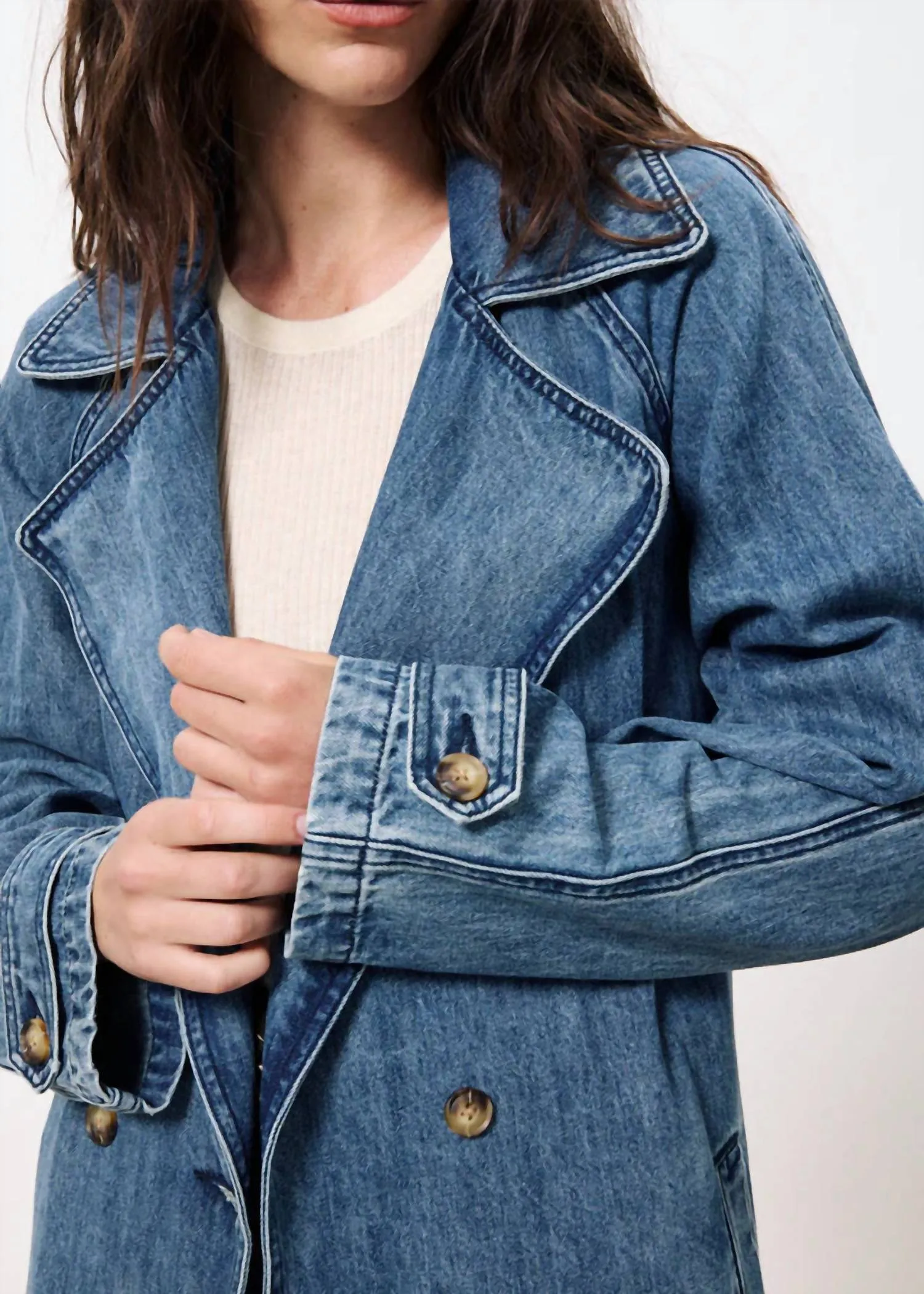 Carmelina Blue Jean Trench Coat