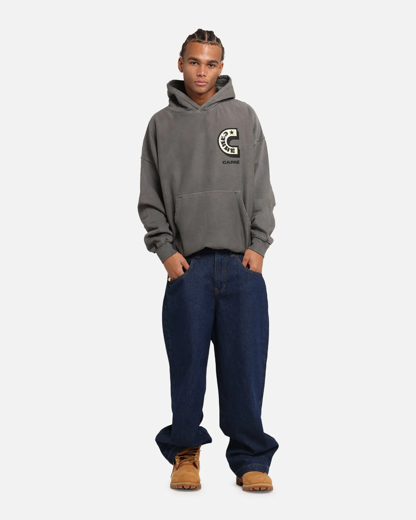 Carre Sacred Letter Hoodie Washed Charcoal