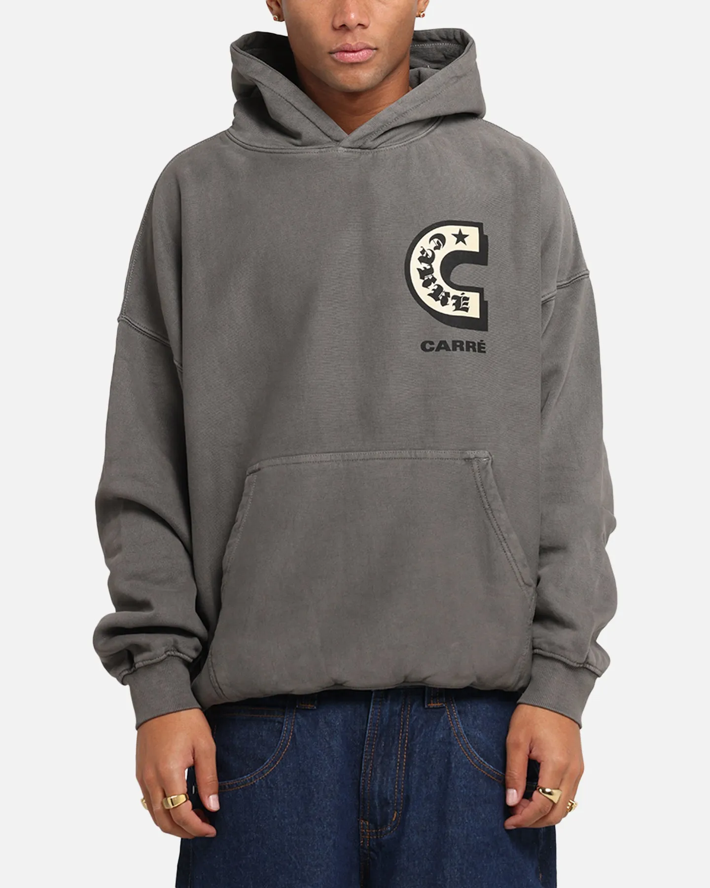 Carre Sacred Letter Hoodie Washed Charcoal