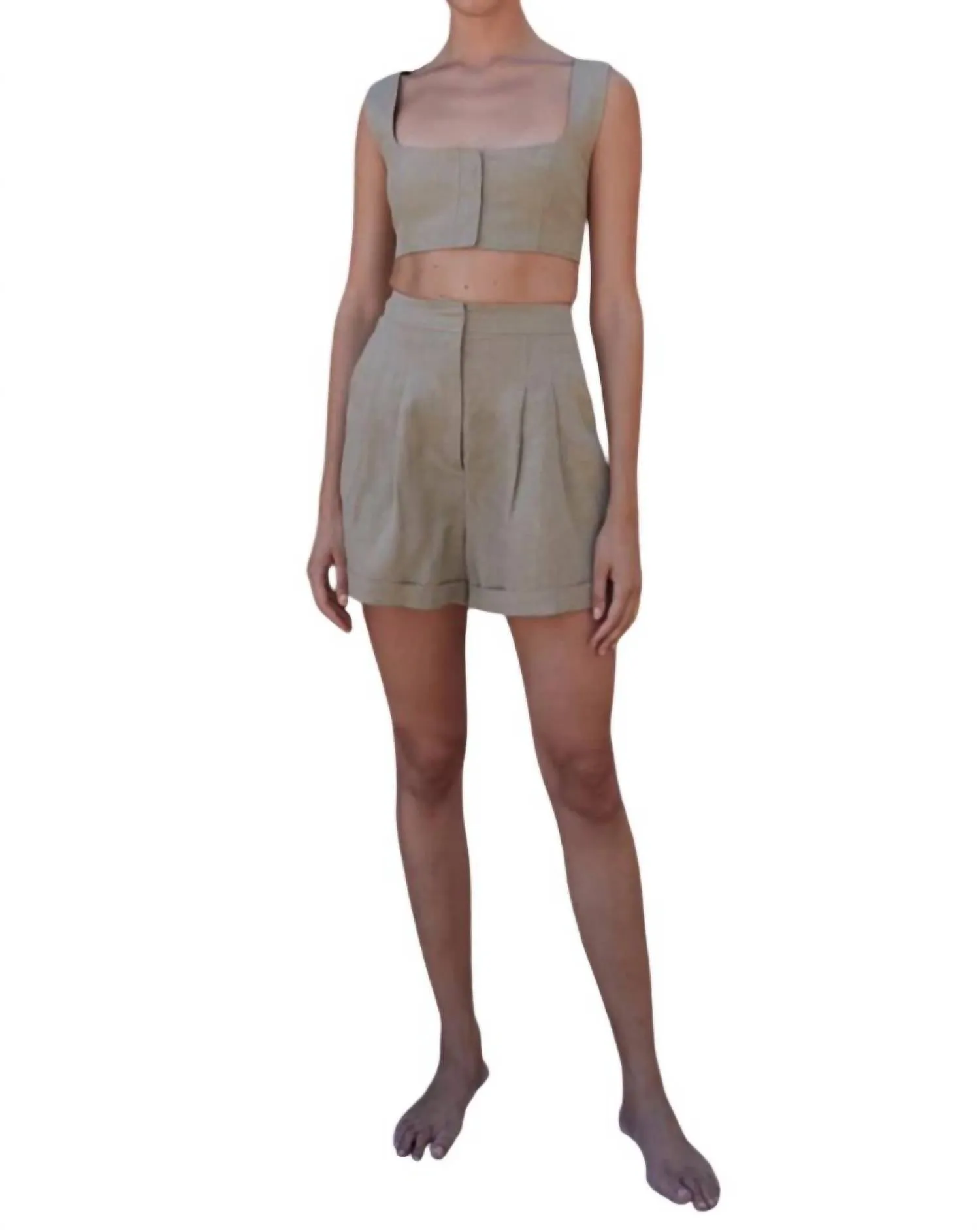 Cesare Linen Shorts In Khaki