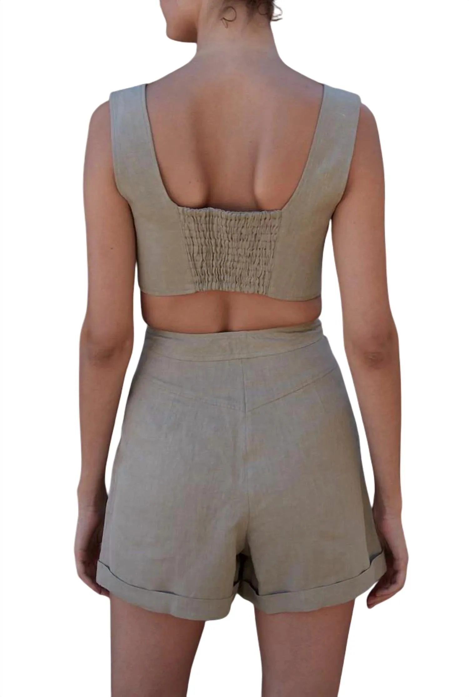 Cesare Linen Shorts In Khaki