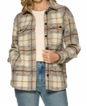 Chatom Knit Shacket In Tan/brown/black