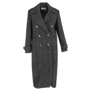Chlo Tweed Double-Breasted Coat in Grey Wool