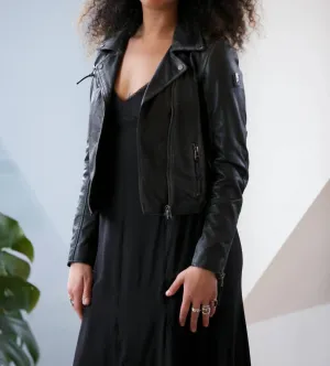 Christy Star Jacket In Black With Olive Stars