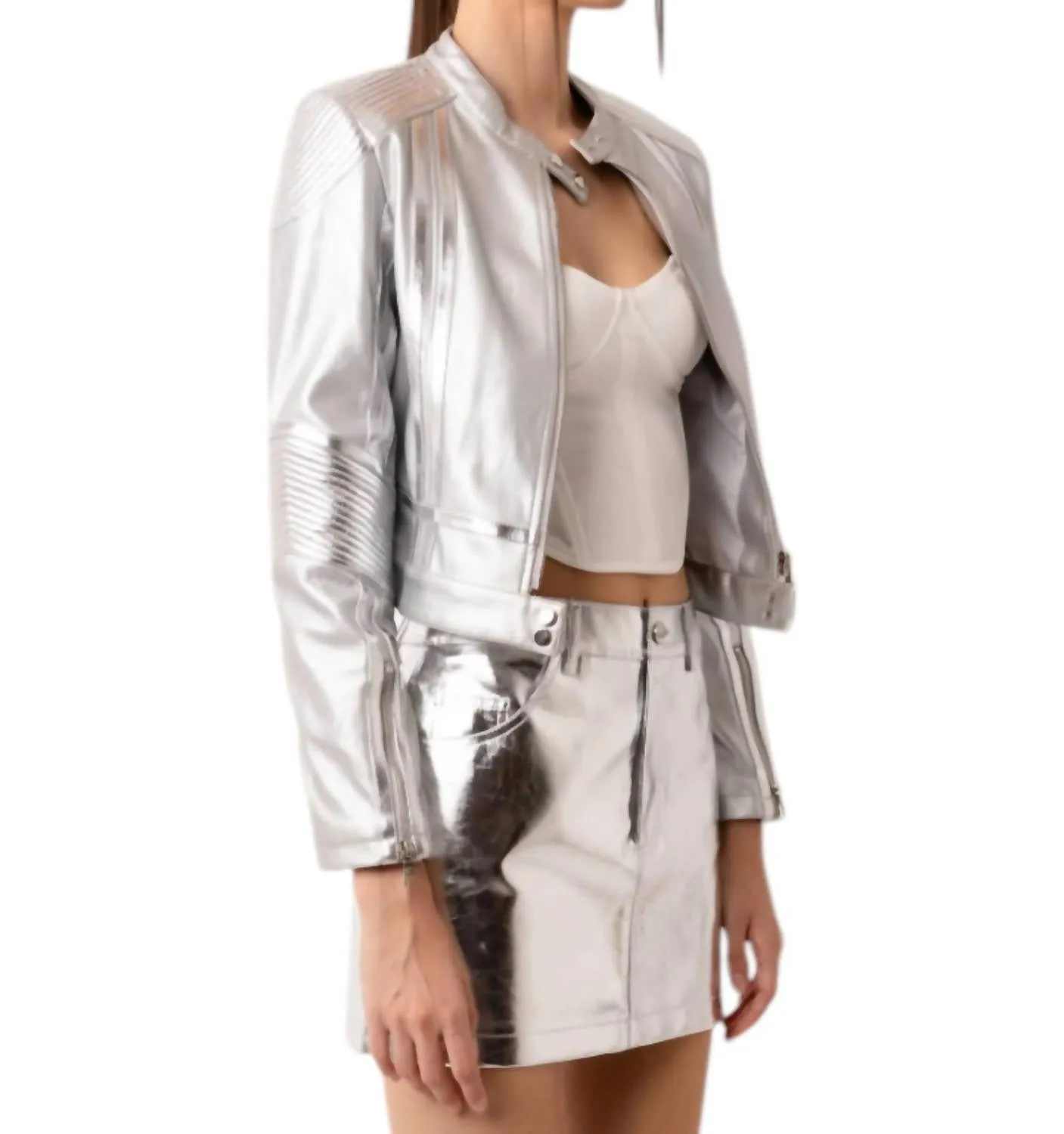 Cindy Racer Jacket In Silver