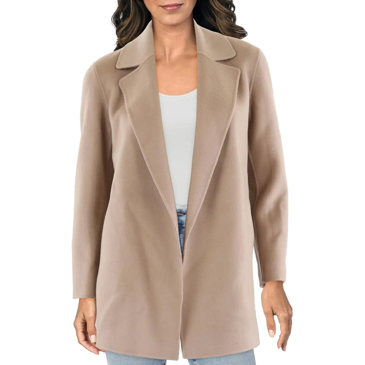 Clairene Womens Unlined Wool Open Front