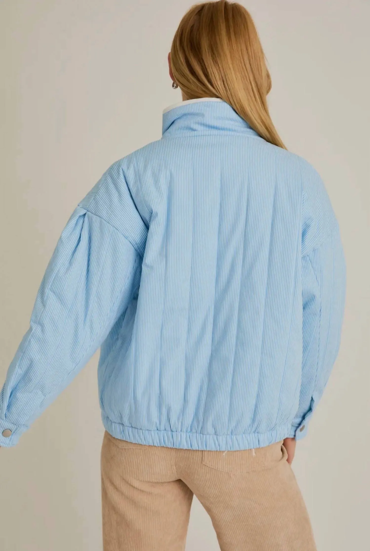 Cloudline Quilted Jacket In Baby Blue/white