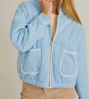 Cloudline Quilted Jacket In Baby Blue/white