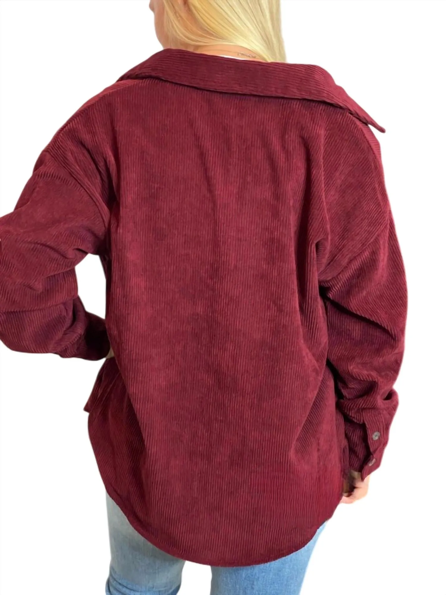 Corduroy Shacket In Merlot