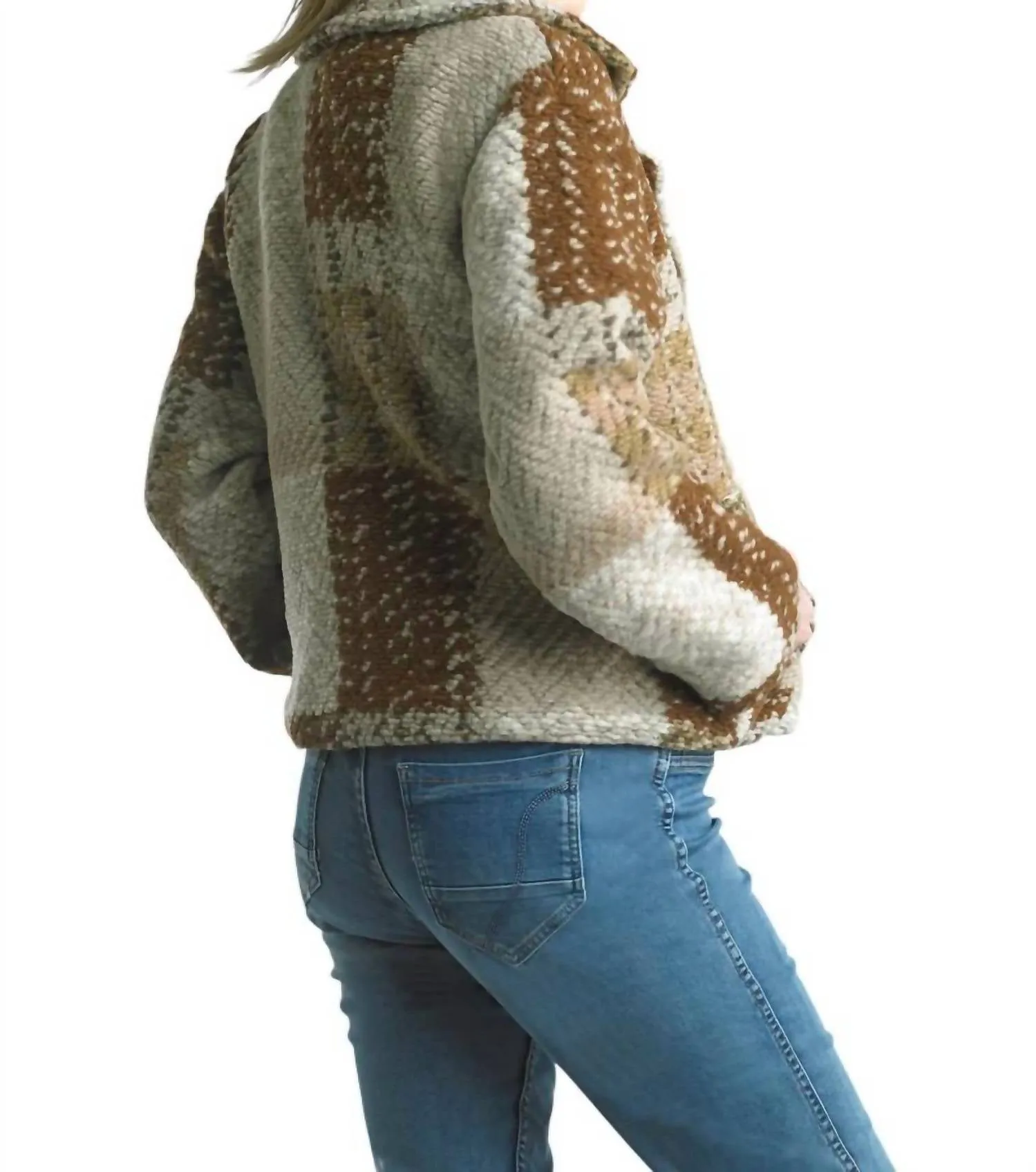 Cropped Boucle Jacket In Camel