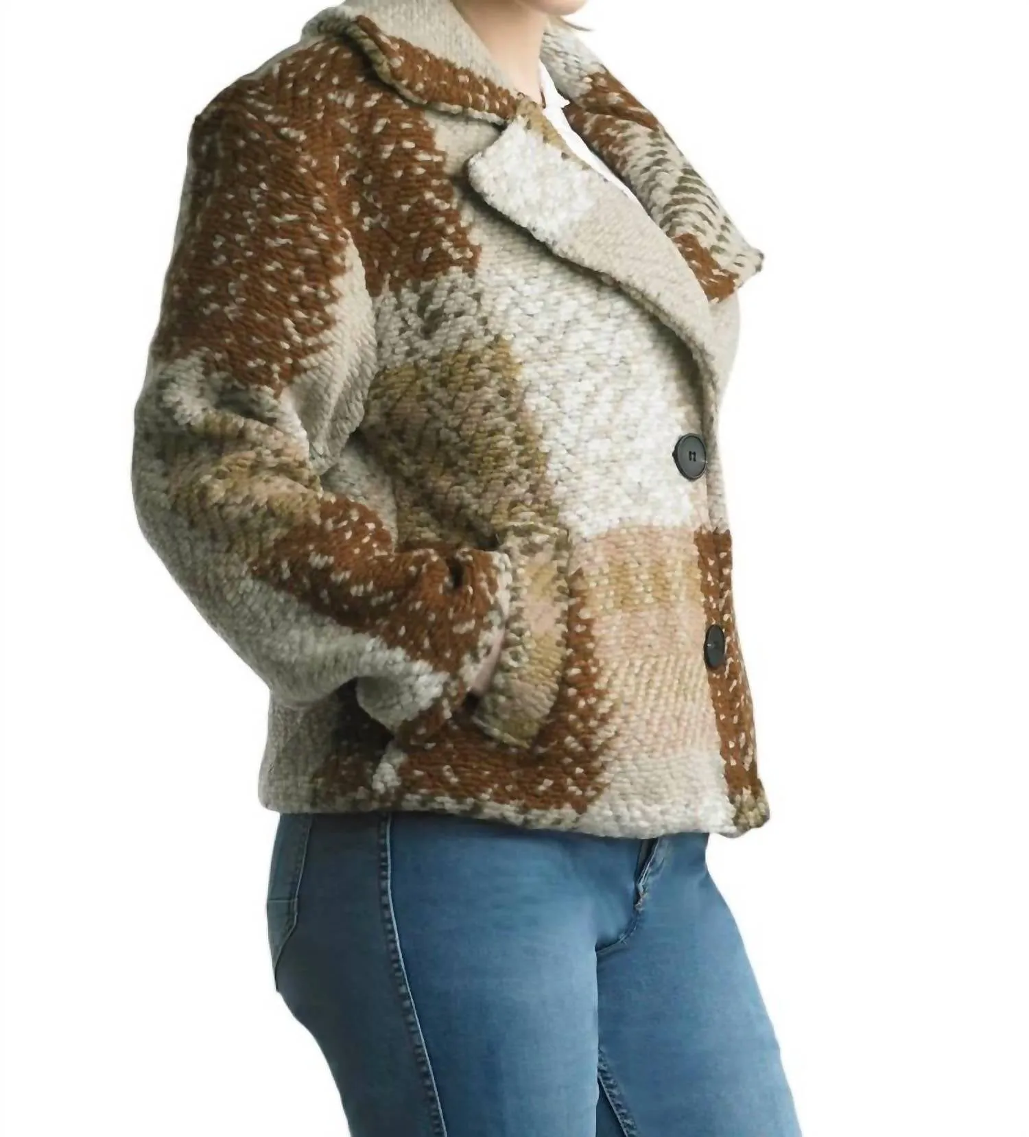 Cropped Boucle Jacket In Camel