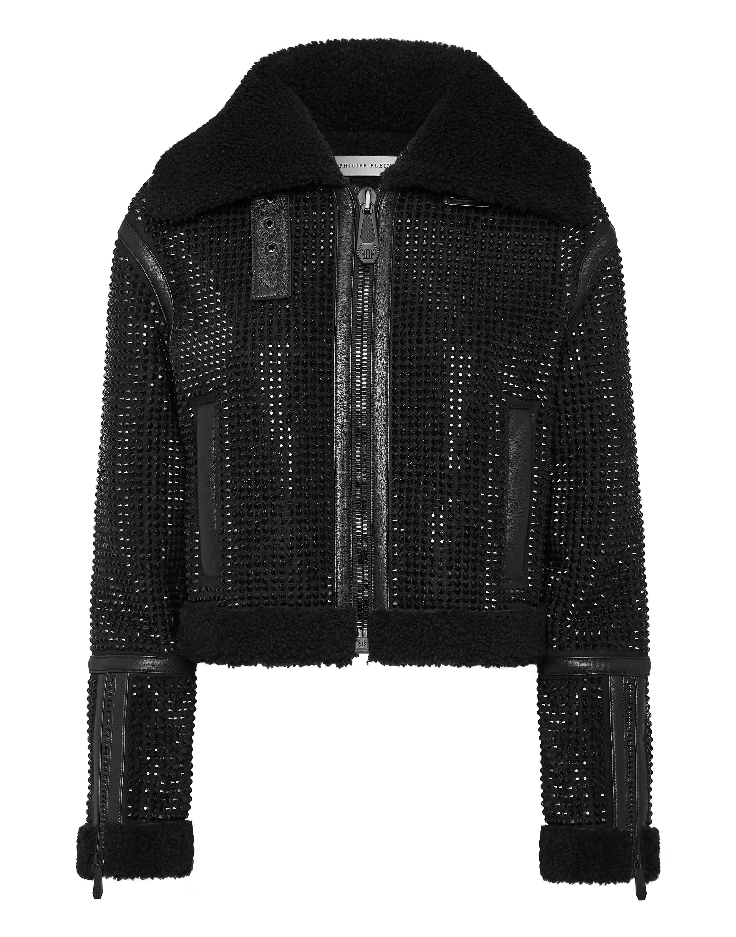Crystal Shearling Cropped Jacket