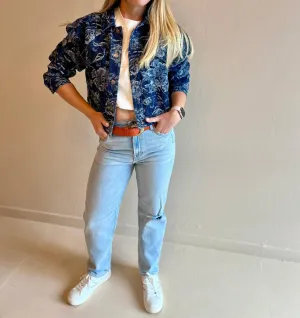 Cypress Floral Denim Jacket In Denim Blue