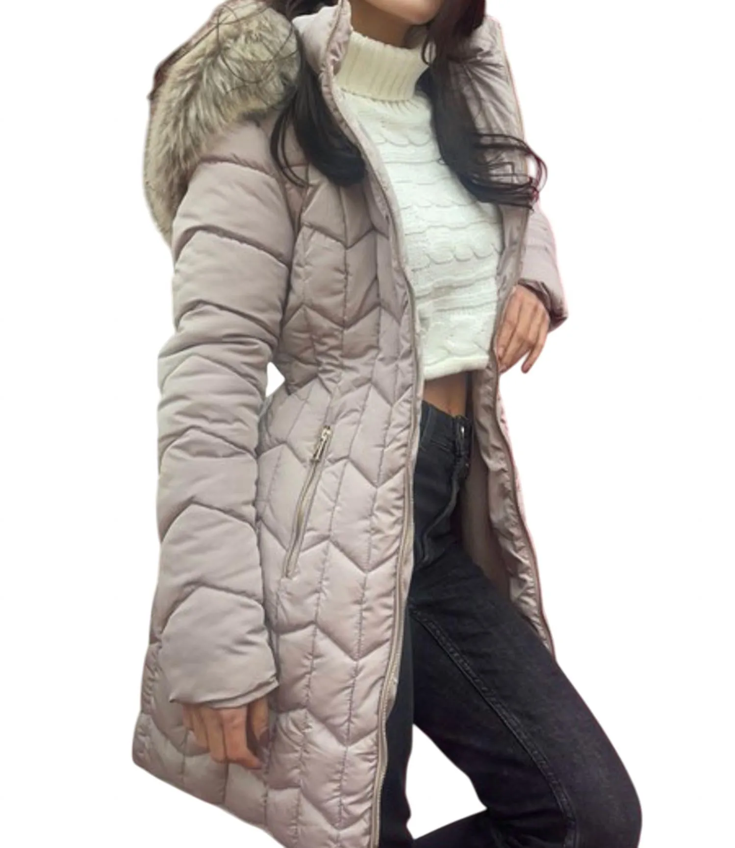 Daisy Quilted Puffer Jacket In Taupe