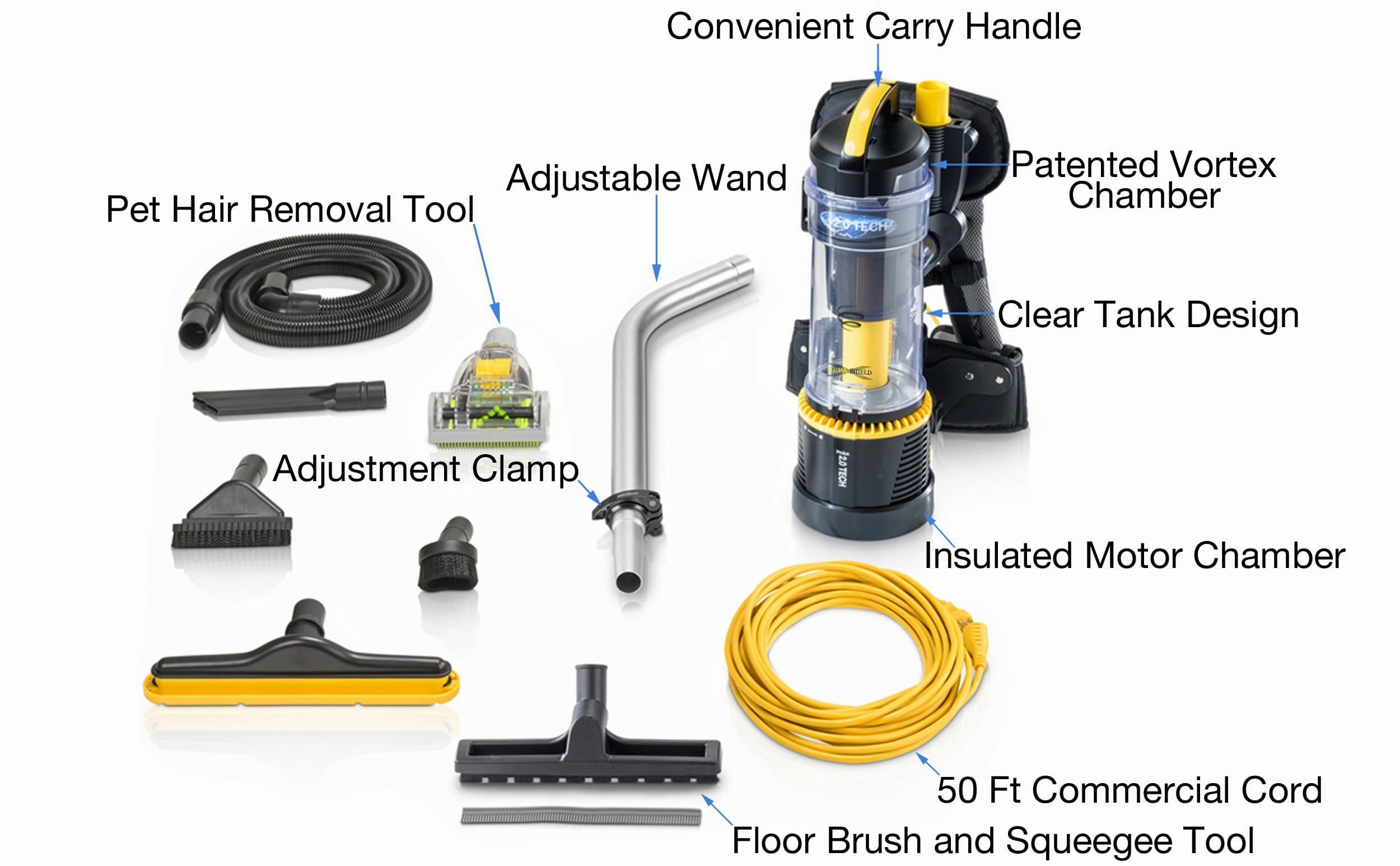 Demo Model Prolux 2.0 Commercial Bagless Upright Backpack Vacuum w/ Deluxe 1 1/2 inch Tool Kit