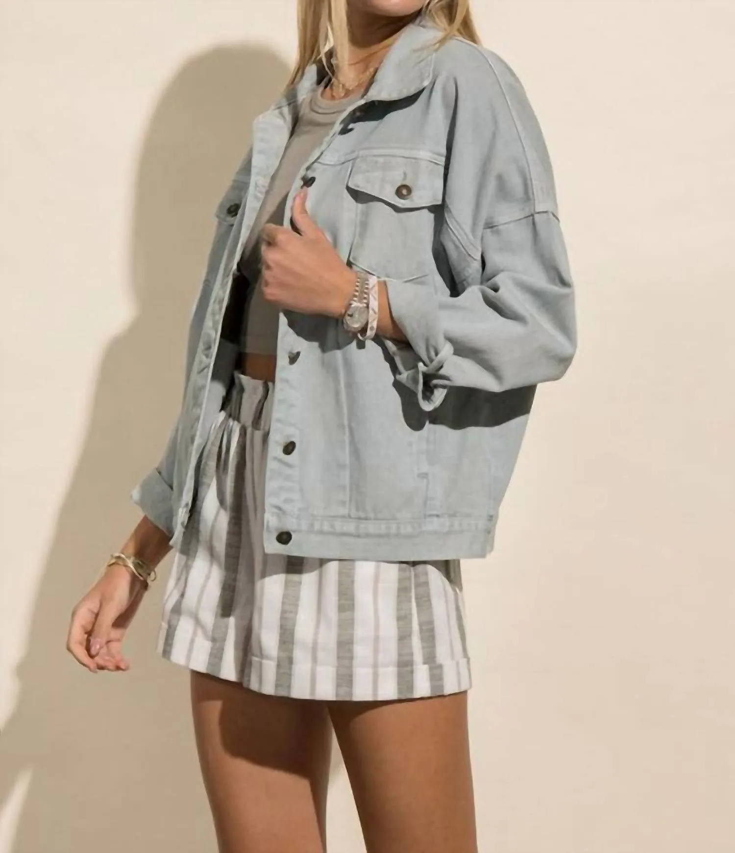 Denim Jacket In Powder Blue