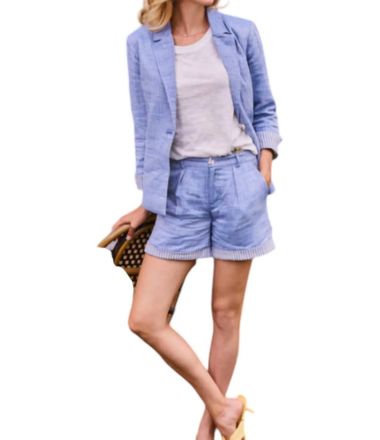 Double Weave Item Jacket In Chambray Stripe