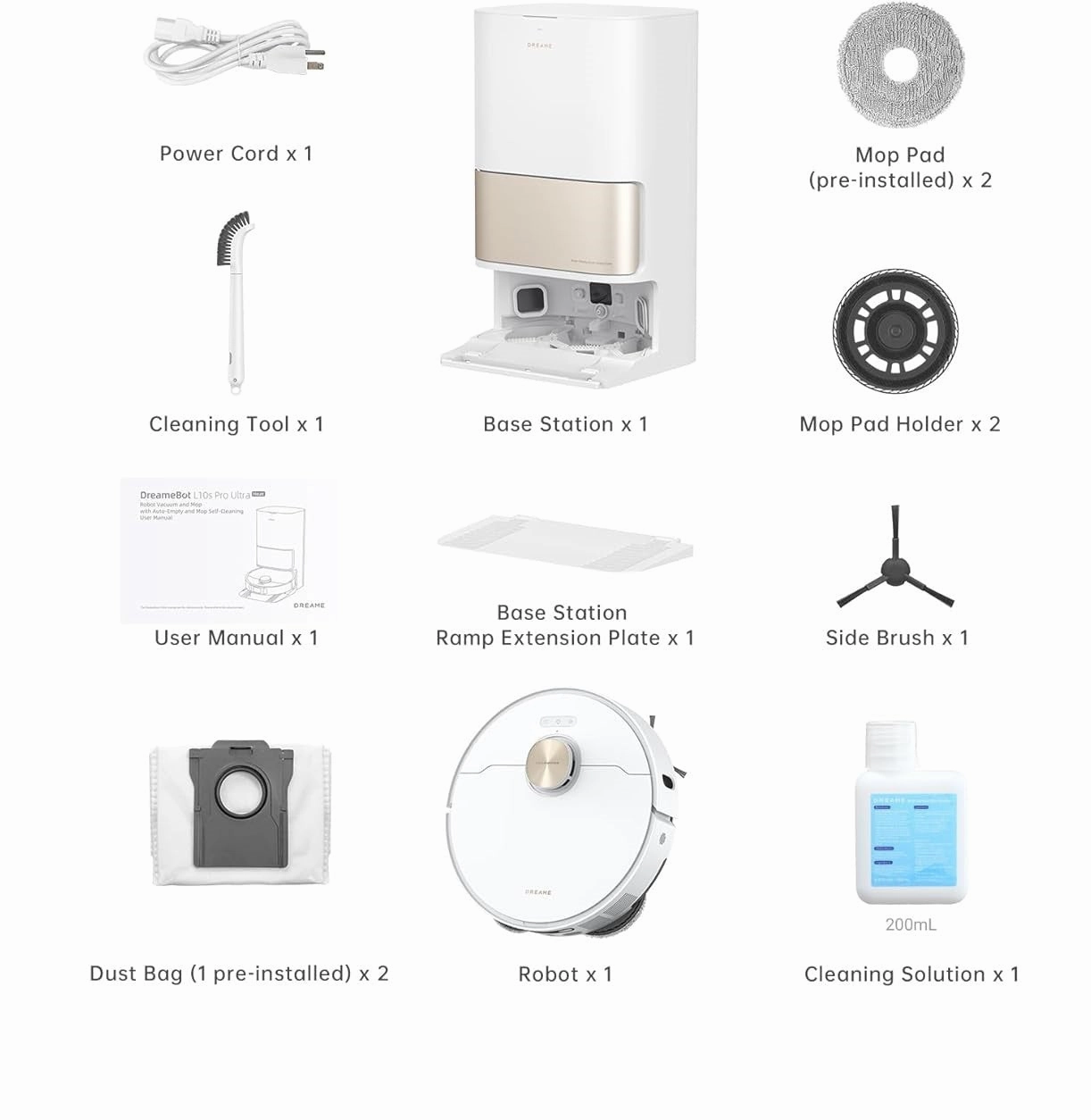 Dreame L10s Pro Gen 2 Robot Vacuum, 7000PA, Mopping5200MAh Battery, White