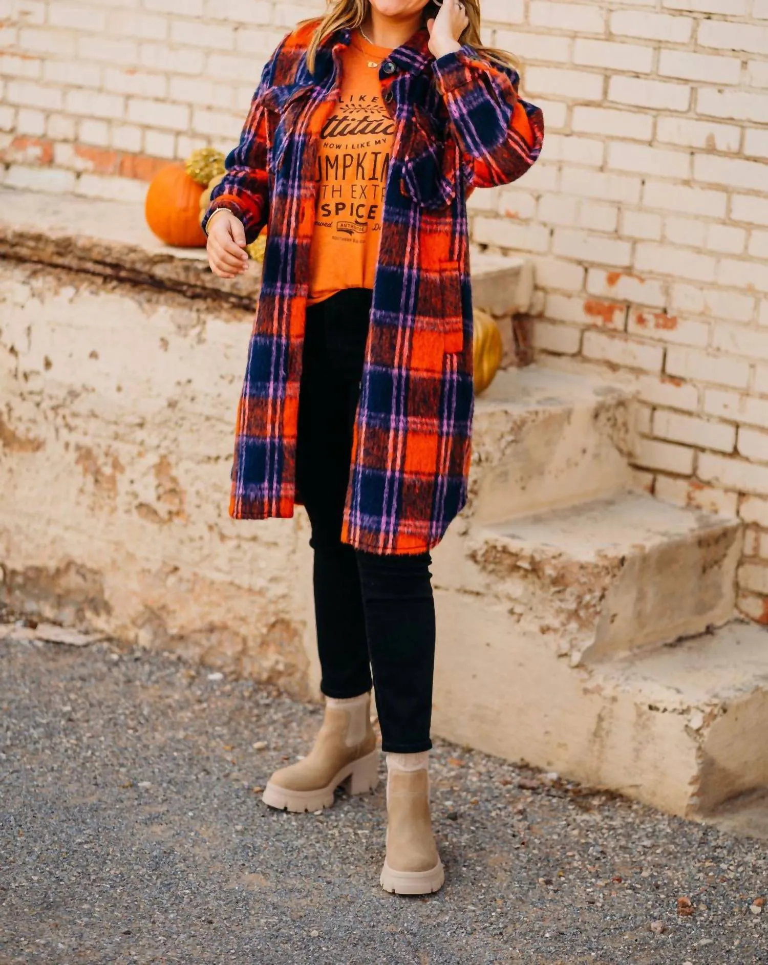 Drop Shoulder Shacket In Burnt Orange