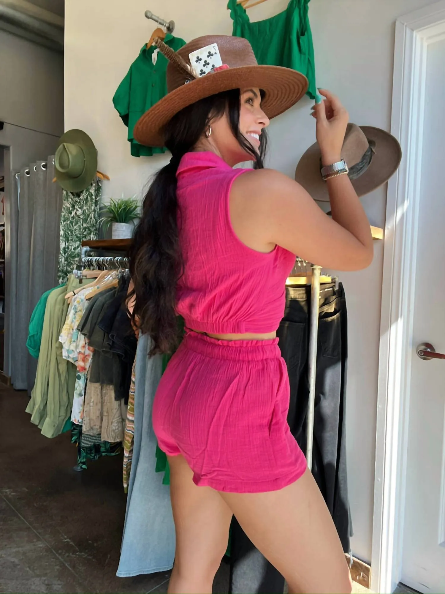 Elastic Waist Short In Pink